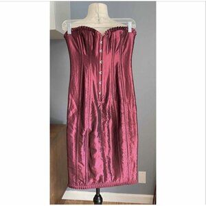 SEDUZIONI DIAMONDS Strapless Corset Lace-up Back Dress Runway Fall 07 Burgundy 2